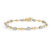 Bids.com 10K White and Yellow Gold 1.00 Cttw Diamond Oval Shaped Cluster Link  Bracelet (I-J Color, SI2-I1 Clarity) - 7" Inches Bracelets White Smoke YellowWhite.Gold / 7