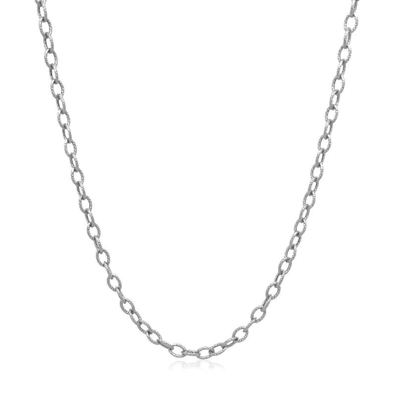 Bids.com 2.5mm 14k White Gold Pendant Chain with Textured Links Necklaces White Smoke 16 / White Gold,18 / White Gold,20 / White Gold,24 / White Gold