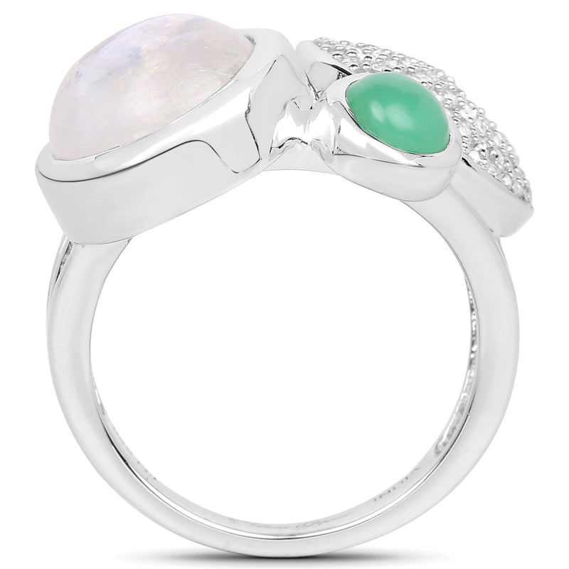 Bids.com 5.90 Carat Genuine Multi Stone .925 Sterling Silver Ring Rings White Smoke size 7.00,size 6.00,size 8.00,size 9.00