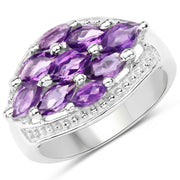 Bids.com 1.91 Carat Genuine  Amethyst .925 Sterling Silver Ring Rings White Smoke size 7.00,size 6.00,size 8.00,size 5.00,size 9.00