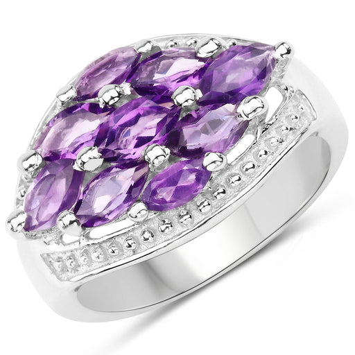 Bids.com 1.91 Carat Genuine  Amethyst .925 Sterling Silver Ring Rings White Smoke size 7.00,size 6.00,size 8.00,size 5.00,size 9.00