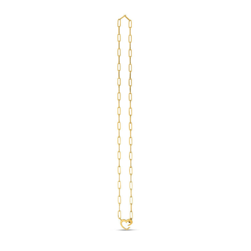 Bids.com 14k Yellow Gold Heart Element Paperclip Necklace Necklaces Seashell 18 / Yellow Gold