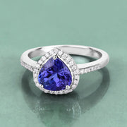 Bids.com 2.33 Carat Genuine Tanzanite and White Diamond 14K White Gold Ring Rings Dark Gray size 6.00,size 7.00,size 8.00