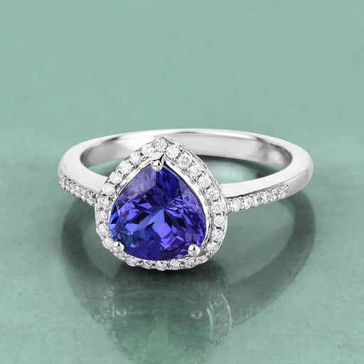Bids.com 2.33 Carat Genuine Tanzanite and White Diamond 14K White Gold Ring Rings Dark Gray size 6.00,size 7.00,size 8.00