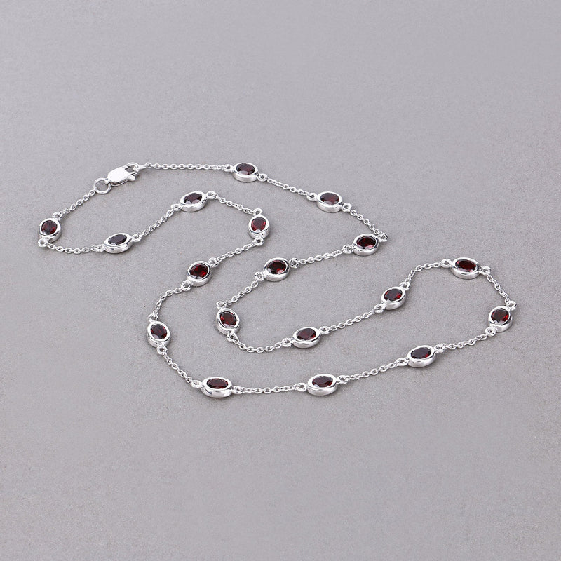 Bids.com 8.10 Carat Genuine Garnet .925 Sterling Silver Necklace Necklaces Dark Gray size 18.00