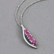 Bids.com 0.43 Carat Genuine Ruby and White Diamond 14K White Gold Pendant Pendants Dark Gray