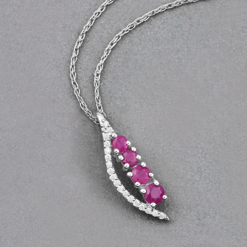 Bids.com 0.43 Carat Genuine Ruby and White Diamond 14K White Gold Pendant Pendants Dark Gray