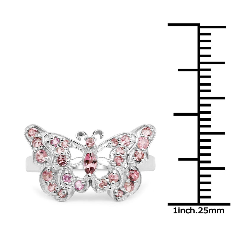 Bids.com 0.83 Carat Genuine Pink Tourmaline .925 Sterling Silver Ring Rings White Smoke size 7.00,size 8.50,size 6.00,size 8.00,size 9.00,size 5.00