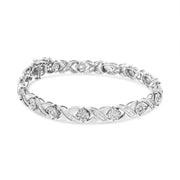 Bids.com .925 Sterling Silver 1.0 Cttw Round-Brilliant and Baguette Cut Diamond Miracle-Set X-Link 7" Tennis Bracelet (I-J Color, I2-I3 Clarity) Bracelets White Smoke White.Sterling Silver / 7
