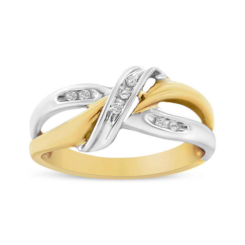 Bids.com 10K Yellow and White Gold 1/20 Cttw Round-Cut Diamond Bypass Ring (I2 Color, I-J Clarity) Rings White Smoke 7 / YellowWhite.Gold