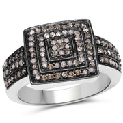Bids.com 0.42 Carat Genuine Champagne Diamond .925 Sterling Silver Ring Rings White Smoke size 6.00,size 8.00,size 7.00,size 9.00,size 10.00