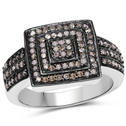 Bids.com 0.42 Carat Genuine Champagne Diamond .925 Sterling Silver Ring Rings White Smoke size 6.00,size 8.00,size 7.00,size 9.00,size 10.00