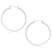 Bids.com 10k White Gold Polished Hoop Earrings (40mm) Earrings White Smoke White Gold