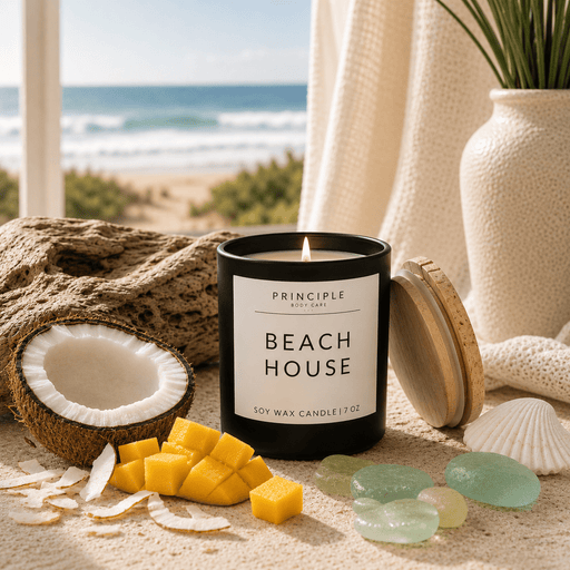 P R I N C I P L E Beach House Soy Wax Candle Candles Tan