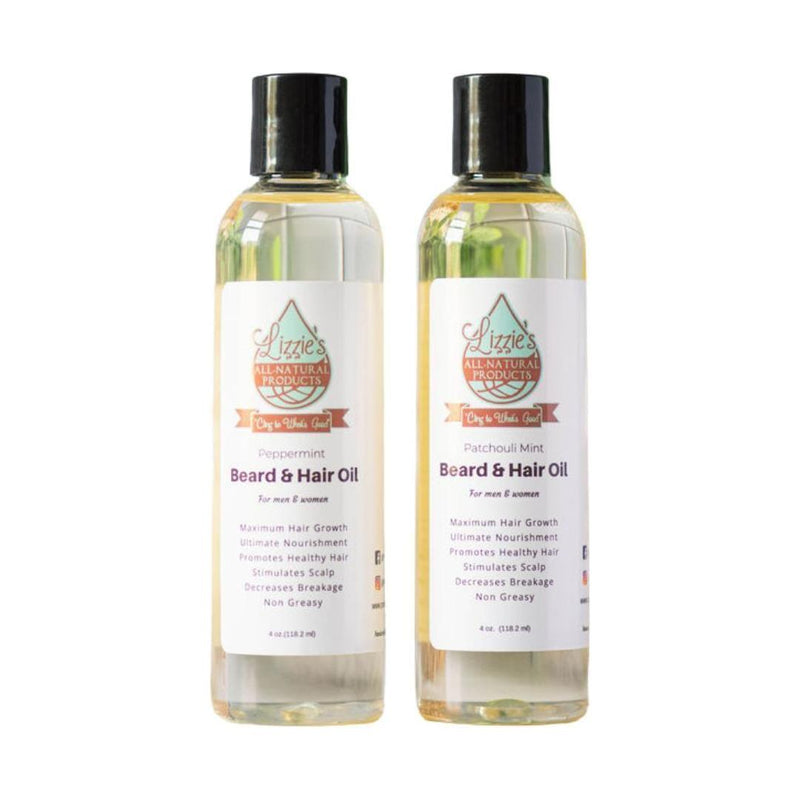 Lizzie's All-natural Products Beard & Hair Oil Light Gray Patchouli Mint,Peppermint