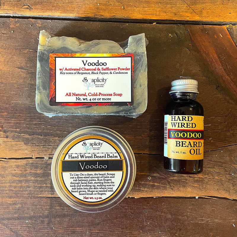 Soaplicity Bearded Trio Gift Set with Hard Wired Beard Oil, Balm, & Body Soap Bar Bundles Dim Gray Alchemy Beard Oil, Balm & Soap Gift Set,Primal Beard Oil, Balm & Soap Gift Set,Redwood Beard Oil, Balm & Soap Gift Set,Rogue Beard Oil, Balm & Soap Gift Set,Rugged Beard Oil, Balm & Soap Gift Set,Voodoo Beard Oil, Balm & Soap Gift Set