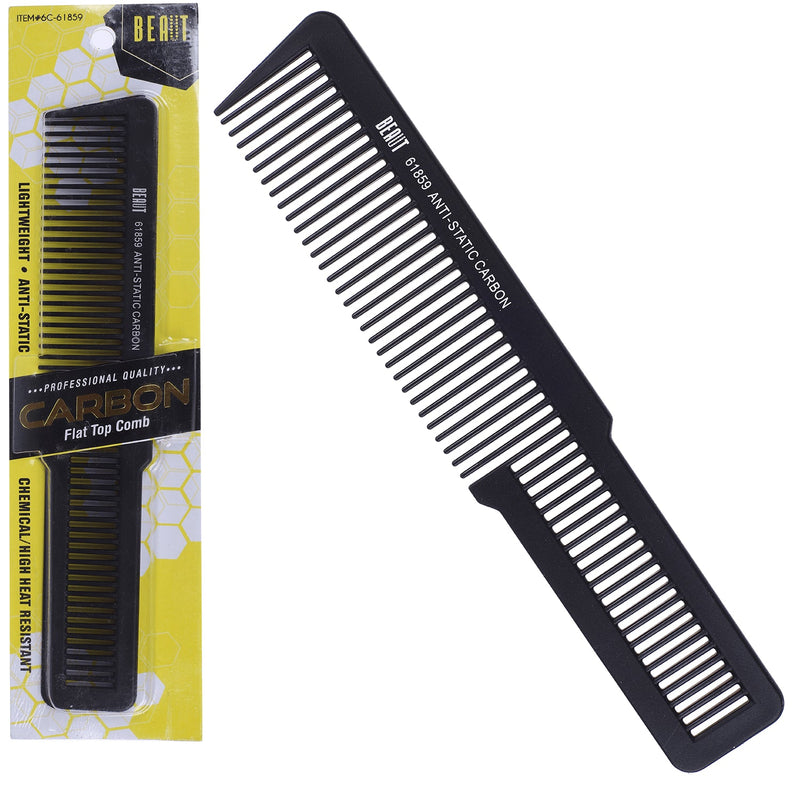 VIP Extensions Beaut Carbon Combs Hair Tools White Smoke Carbon Flat Top Comb 6C-61859
