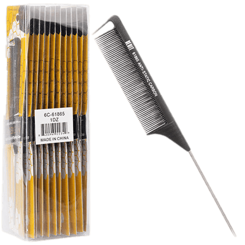 VIP Extensions Beaut Carbon Combs Hair Tools Black CARBON METAL PIN TAIL COMB 6C-61765