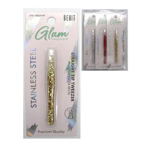VIP Extensions BEAUT GLAM TREAT STAIN STEEL TWEEZER GLIT - STRAIGHT TIP Eyelash Accessories White Smoke