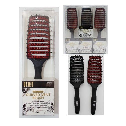 VIP Extensions Beaut Heat Resistant Curved Vent Brush with Bristles Hair Tools White Smoke 6B-67067