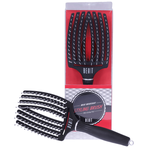 VIP Extensions Beaut Heat Resistant Styling Brush with Styling Pick Hair Tools Black 6B-67061