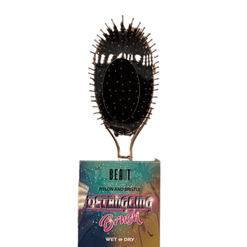 VIP Extensions Beaut Nylon and Bristle Detangling Brush Hair Tools Black Rose Gold,Silver