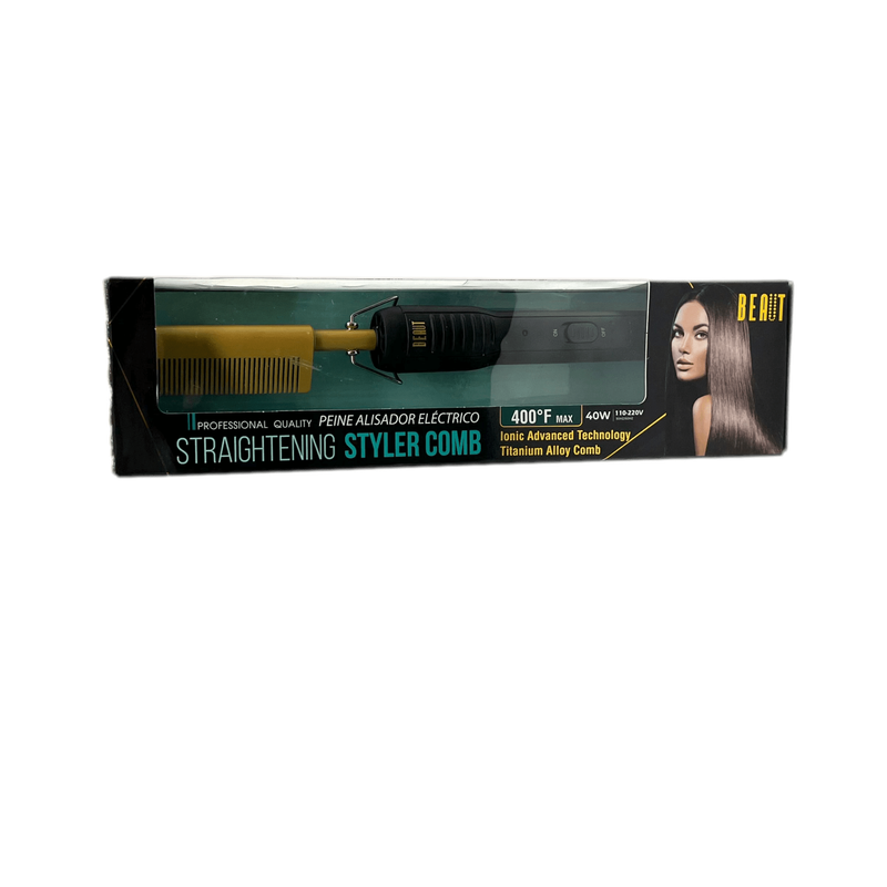 VIP Extensions Beaut Straightening Styler Comb 400°F Max Hair Tools Black GOLD