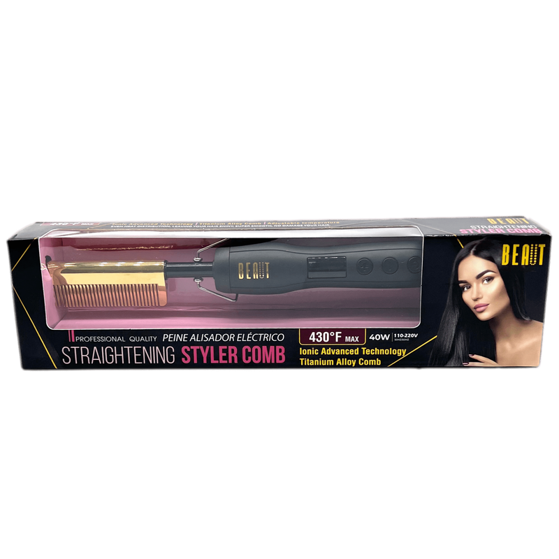VIP Extensions Beaut Straightening Styler Comb 430°F Max Hair Tools Black GOLD