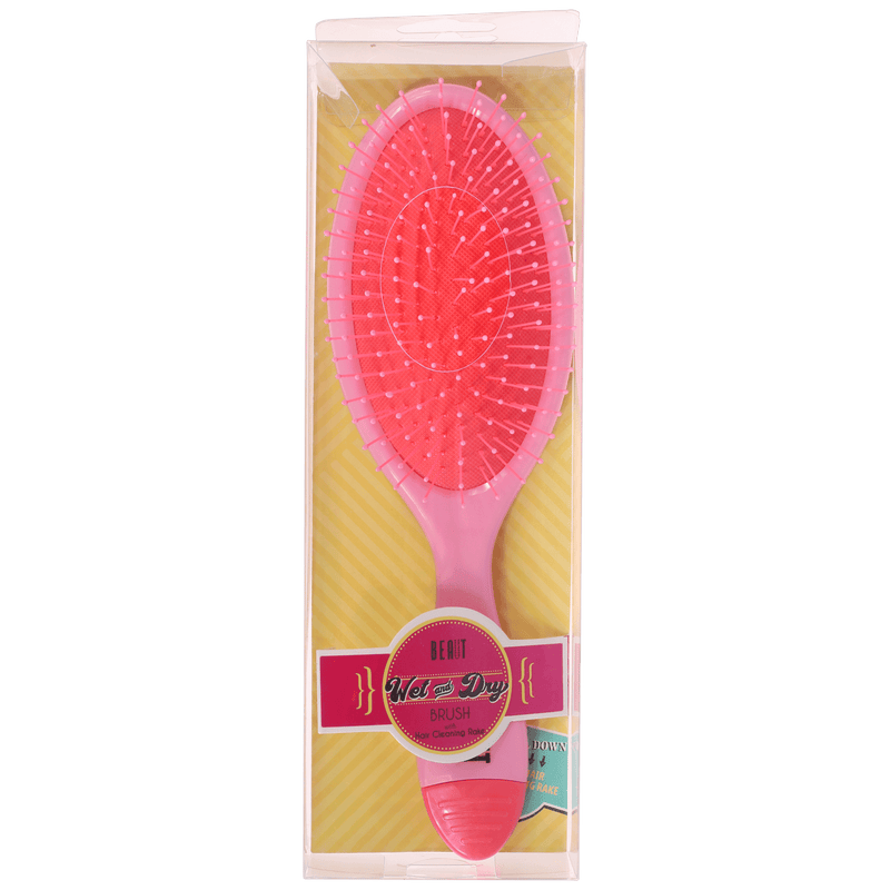 VIP Extensions Beaut Wet and Dry Detangling Brush Hair Tools Dark Khaki WET AND DRY HAIR BRUSH W/ CLEANING COMB