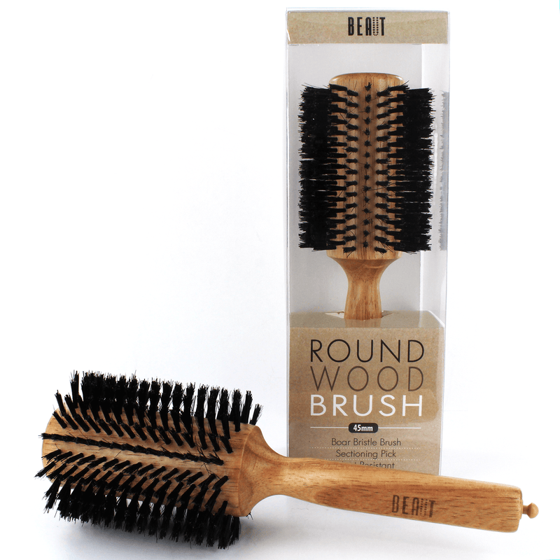 VIP Extensions Beaut Wood Round Brush Hair Tools White Smoke 45 mm