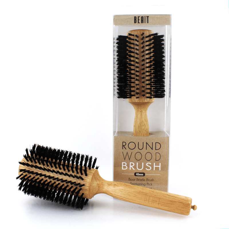 VIP Extensions Beaut Wood Round Brush Hair Tools White Smoke 40 mm