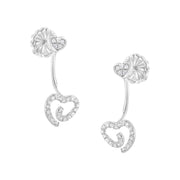 Bids.com .925 Sterling Silver 1/4 Cttw Diamond Swirl Heart Front/Back Earrings (I-J Color, I2-I3 Clarity) Earrings White Smoke White.Sterling Silver / 0.26
