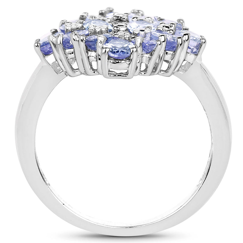 Bids.com 2.72 Carat Genuine Tanzanite .925 Sterling Silver Ring Rings White Smoke size 7.00,size 8.00,size 5.00,size 5.50,size 6.00,size 9.00