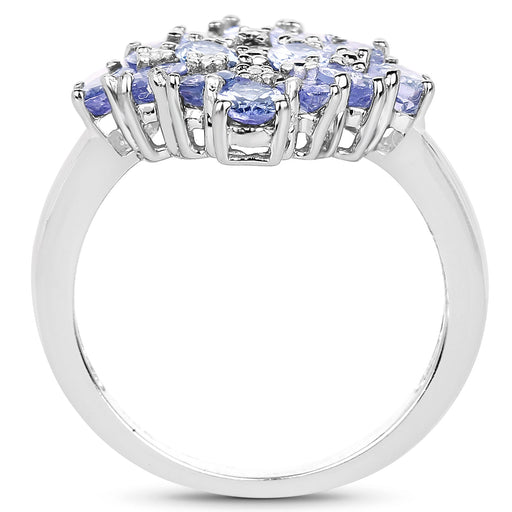 Bids.com 2.72 Carat Genuine Tanzanite .925 Sterling Silver Ring Rings White Smoke size 7.00,size 8.00,size 5.00,size 5.50,size 6.00,size 9.00