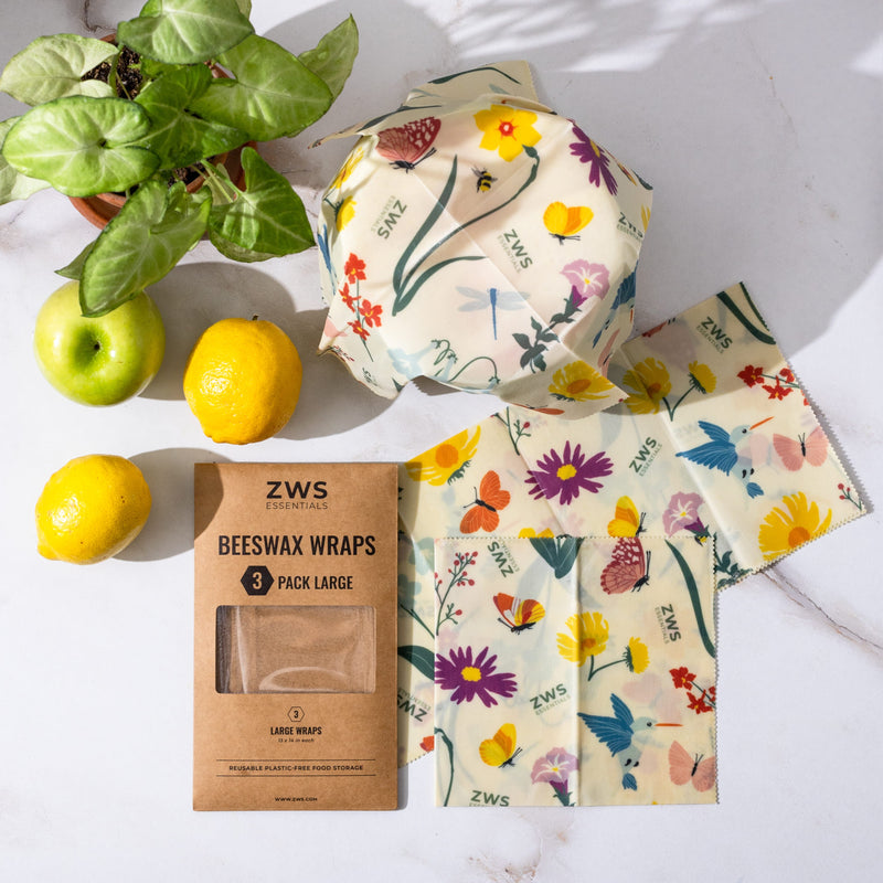 ZeroWasteStore.com Beeswax Wraps Food Wraps Gray Pollinators / 3-Pack Large