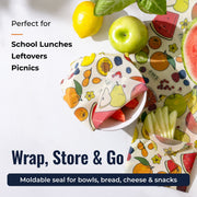 ZeroWasteStore.com Beeswax Wraps – Plastic-Free Food Storage Food Wraps White Smoke Honeycomb / 3-Pack Assorted,Honeycomb / 3-Pack Medium,Honeycomb / 3-Pack Large,Honeycomb / Bread Wrap,Pollinators / 3-Pack Assorted,Pollinators / 3-Pack Medium,Pollinators / 3-Pack Large,Pollinators / Bread Wrap,Fruit / 3-Pack Assorted,Fruit / 3-Pack Medi
