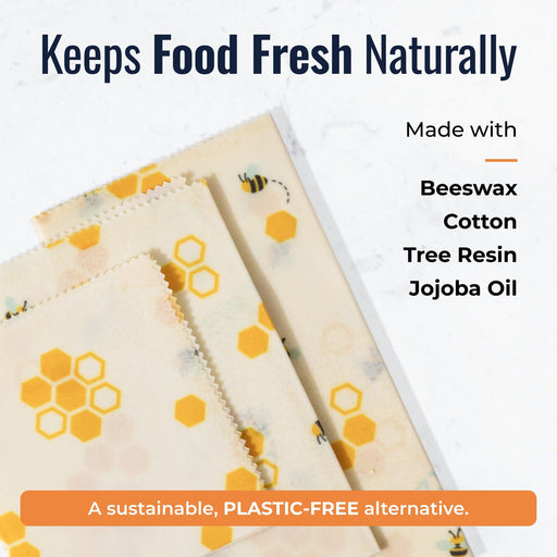 ZeroWasteStore.com Beeswax Wraps – Plastic-Free Food Storage Food Wraps White Smoke Honeycomb / 3-Pack Assorted,Honeycomb / 3-Pack Medium,Honeycomb / 3-Pack Large,Honeycomb / Bread Wrap,Pollinators / 3-Pack Assorted,Pollinators / 3-Pack Medium,Pollinators / 3-Pack Large,Pollinators / Bread Wrap,Fruit / 3-Pack Assorted,Fruit / 3-Pack Medi