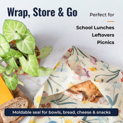 ZeroWasteStore.com Beeswax Wraps – Plastic-Free Food Storage Food Wraps Lavender Honeycomb / 3-Pack Assorted,Honeycomb / 3-Pack Medium,Honeycomb / 3-Pack Large,Honeycomb / Bread Wrap,Pollinators / 3-Pack Assorted,Pollinators / 3-Pack Medium,Pollinators / 3-Pack Large,Pollinators / Bread Wrap,Fruit / 3-Pack Assorted,Fruit / 3-Pack Medi