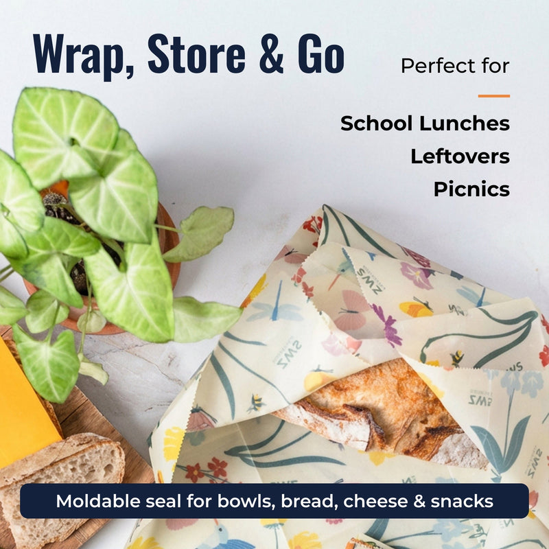 ZeroWasteStore.com Beeswax Wraps – Plastic-Free Food Storage Food Wraps Lavender Honeycomb / 3-Pack Assorted,Honeycomb / 3-Pack Medium,Honeycomb / 3-Pack Large,Honeycomb / Bread Wrap,Pollinators / 3-Pack Assorted,Pollinators / 3-Pack Medium,Pollinators / 3-Pack Large,Pollinators / Bread Wrap,Fruit / 3-Pack Assorted,Fruit / 3-Pack Medi