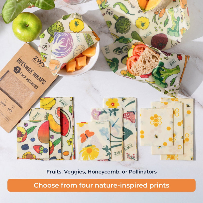 ZeroWasteStore.com Beeswax Wraps – Plastic-Free Food Storage Food Wraps Lavender Honeycomb / 3-Pack Assorted,Honeycomb / 3-Pack Medium,Honeycomb / 3-Pack Large,Honeycomb / Bread Wrap,Pollinators / 3-Pack Assorted,Pollinators / 3-Pack Medium,Pollinators / 3-Pack Large,Pollinators / Bread Wrap,Fruit / 3-Pack Assorted,Fruit / 3-Pack Medi