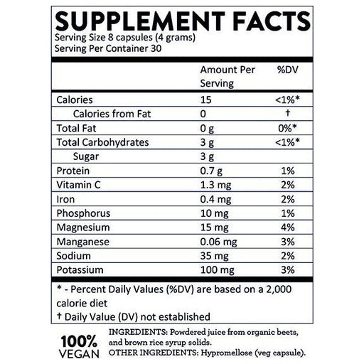 Hallelujah Diet BeetMax Capsules Dehydrated Juice Powder Lavender