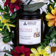 Brigid Trading Company Beltane Soy Wax Candle – Rose & Jasmine Natural Candle for May Day Premium Scented Candle Black 7oz amber jar