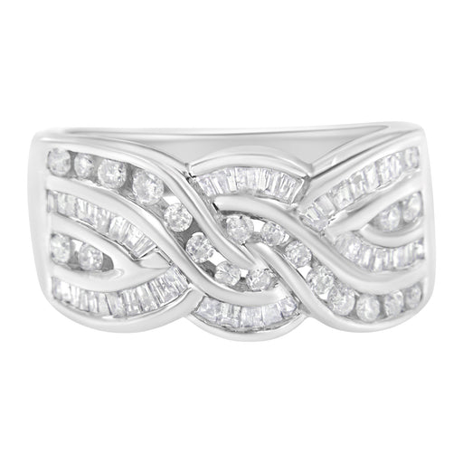 Bids.com 10K White Gold Diamond Bypass Ring (1 Cttw, H-I Color, I1-I2 Clarity) - Size 6-3/4 Rings Light Gray 7.75 / White.Gold,7.5 / White.Gold,7.25 / White.Gold,7 / White.Gold,6.75 / White.Gold