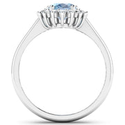 Bids.com 1.62 Carat Genuine Aquamarine and White Diamond 14K White Gold Ring Rings White Smoke size 6.00,size 7.00,size 8.00,size 9.00