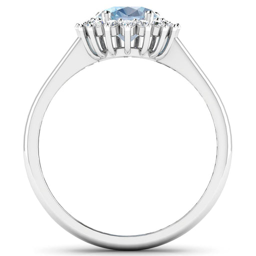 Bids.com 1.62 Carat Genuine Aquamarine and White Diamond 14K White Gold Ring Rings White Smoke size 6.00,size 7.00,size 8.00,size 9.00