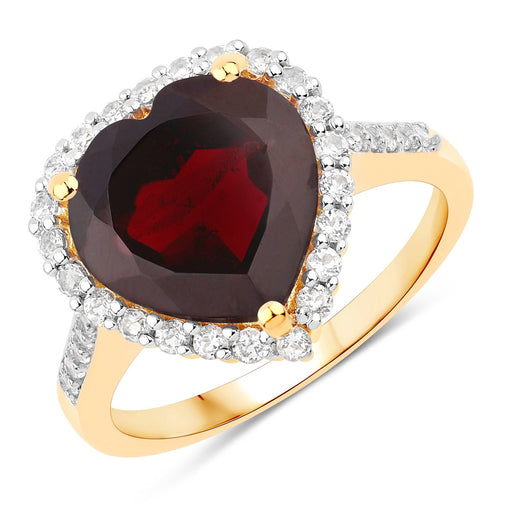 Bids.com 5.86 Carat Genuine Garnet and White Topaz .925 Sterling Silver Ring Rings White Smoke size 6.00,size 7.00,size 8.00,size 9.00,size 5.00