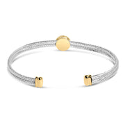 Bids.com 18K Yellow Gold Plated .925 Sterling Silver Diamond Accent  and Fleur Di Lis Medallion Bangle Bracelet (I-J Color, SI1-SI2 Clarity) - 7.25 Inches Bracelets White Smoke YellowWhite.Sterling Silver / 0.1