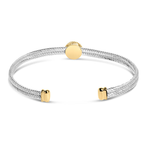 Bids.com 18K Yellow Gold Plated .925 Sterling Silver Diamond Accent  and Fleur Di Lis Medallion Bangle Bracelet (I-J Color, SI1-SI2 Clarity) - 7.25 Inches Bracelets White Smoke YellowWhite.Sterling Silver / 0.1