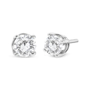 Bids.com 14K White Gold 3/4 Cttw Lab Grown Diamond 4-Prong Classic Stud Earrings (F-G Color, VS2-SI1 Clarity) Earrings White Smoke White.Gold / 0.75