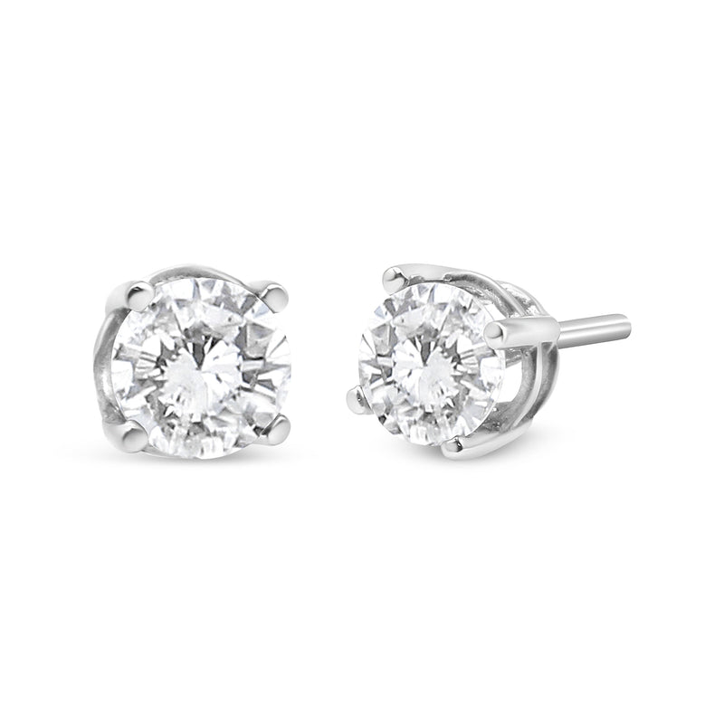 Bids.com 14K White Gold 3/4 Cttw Lab Grown Diamond 4-Prong Classic Stud Earrings (F-G Color, VS2-SI1 Clarity) Earrings White Smoke White.Gold / 0.75